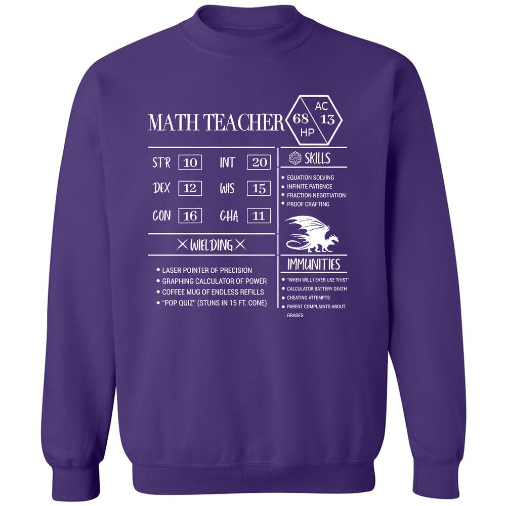 Math Teacher New Classic Unisex Sweatshirt - Purple - 6