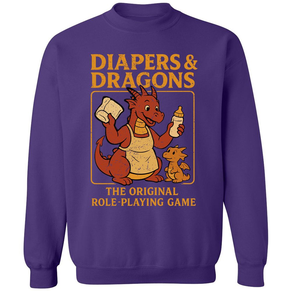 Diapers & Dragons Classic Unisex Sweatshirt - Purple - 6