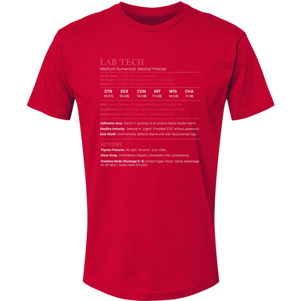 Lab Tech Stats Premium Unisex T-Shirt - Red - 6