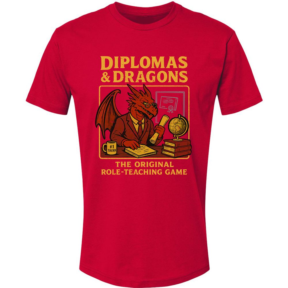 Diplomas & Dragons Premium Unisex T-Shirt - Red - 6
