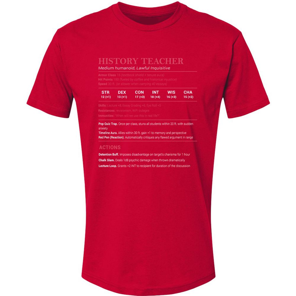 History Teacher Premium Unisex T-Shirt - Red - 6