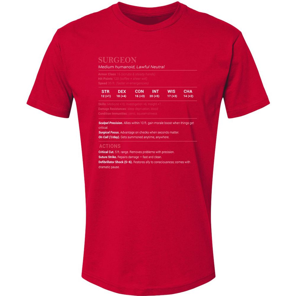 Surgeon Stats Premium Unisex T-Shirt - Red - 6