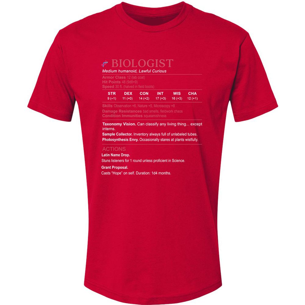 Biologist Stats Premium Unisex T-Shirt - Red - 6