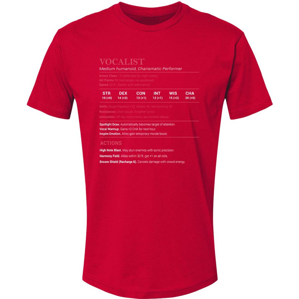 Vocalist Stats Premium Unisex T-Shirt - Red - 6