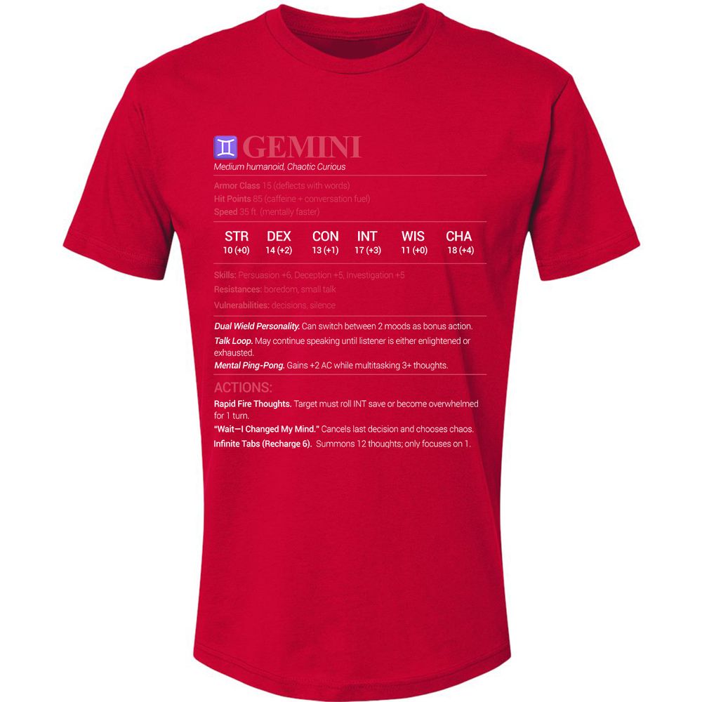 Gemini Stats Premium Unisex T-Shirt - Red - 6