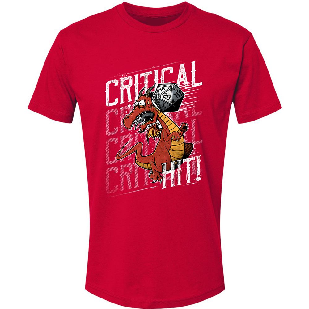 Funny Dragon Critical Hit Premium Unisex T-Shirt - Red - 6