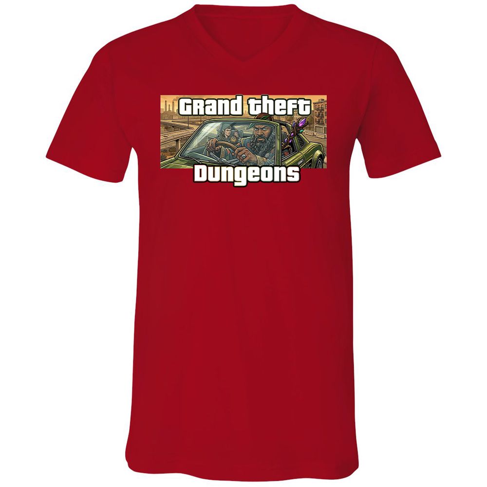 Grand Theft Dungeons Unisex V-Neck T-Shirt - Red - 6