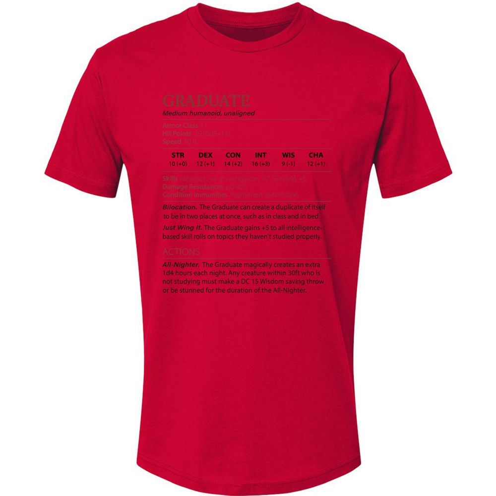 Graduate Stats Premium Unisex T-Shirt - Red - 6