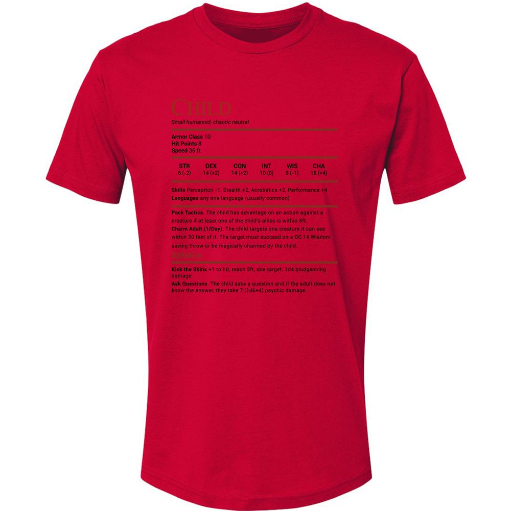 Child Stats Premium Unisex T-Shirt - Red - 6