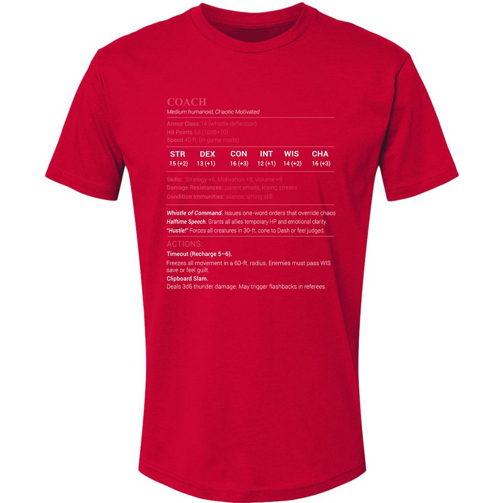 Coach Stats Premium Unisex T-Shirt - Red - 6