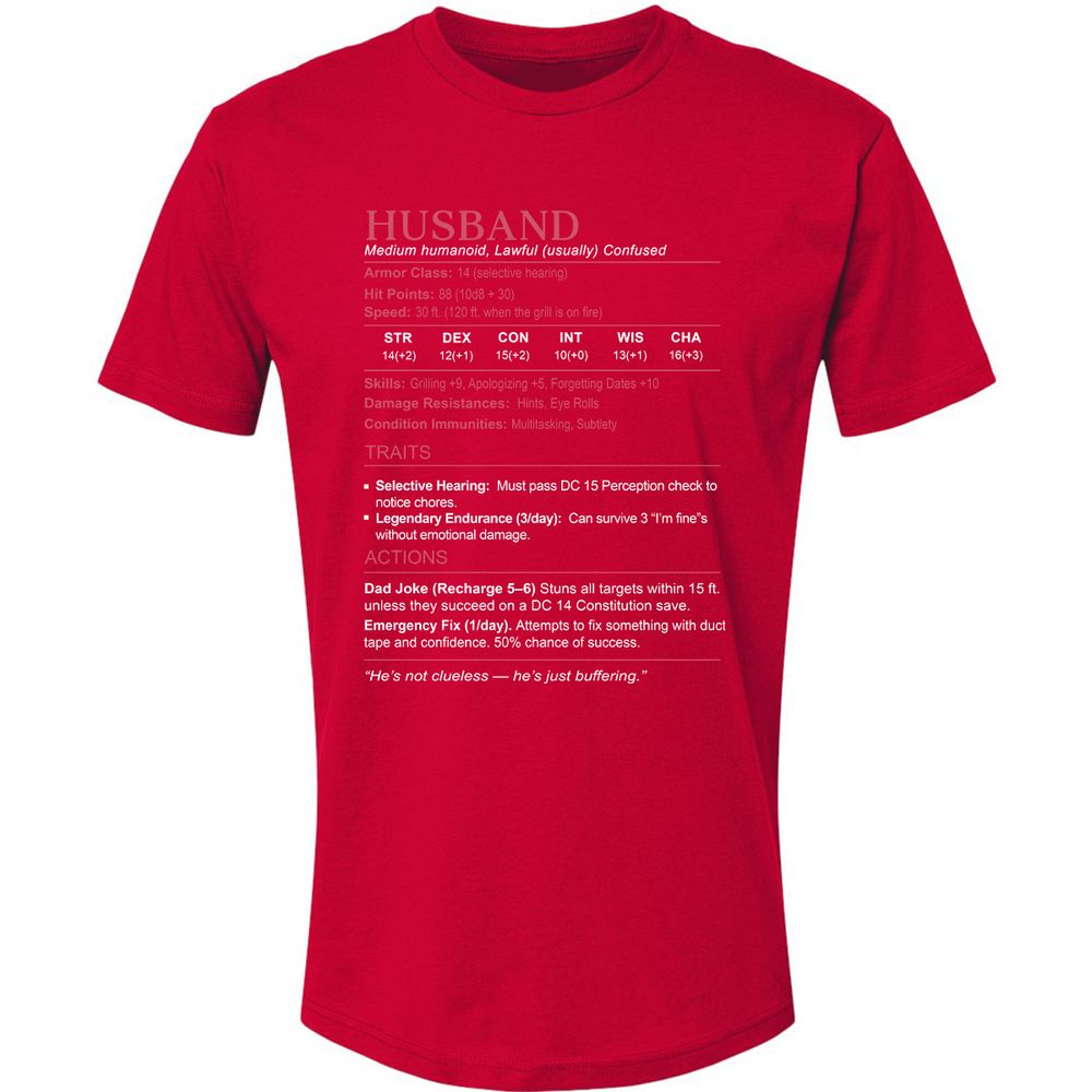 Husband Stats Premium Unisex T-Shirt - Red - 6