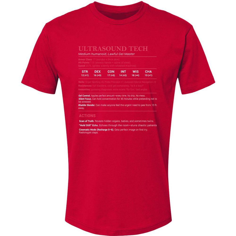 Ultrasound Tech Stats Premium Unisex T-Shirt - Red - 6