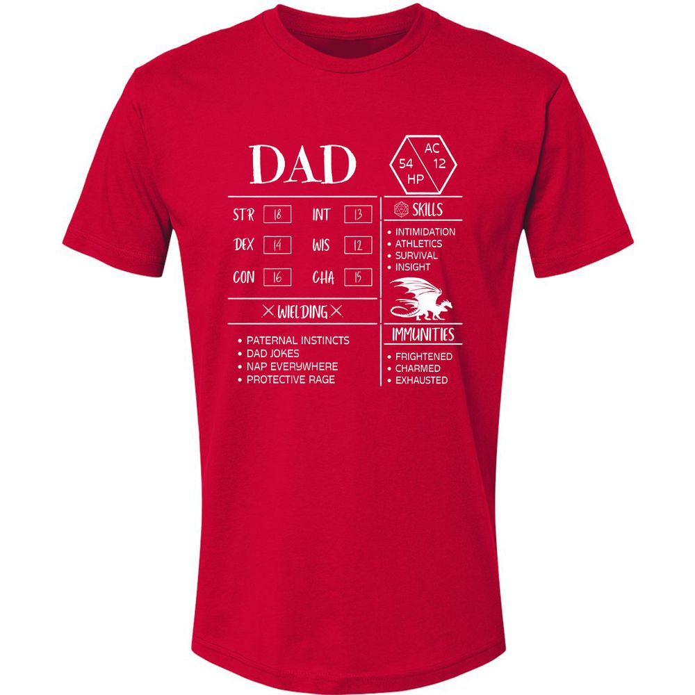 Dad Stats 2 Premium Unisex T-Shirt - Red - 6