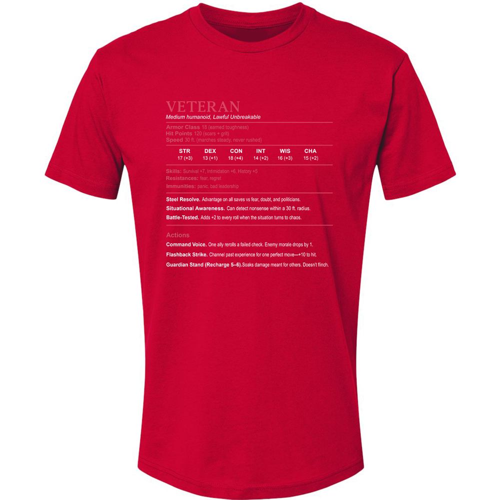 Veteran Stats Premium Unisex T-Shirt - Red - 6