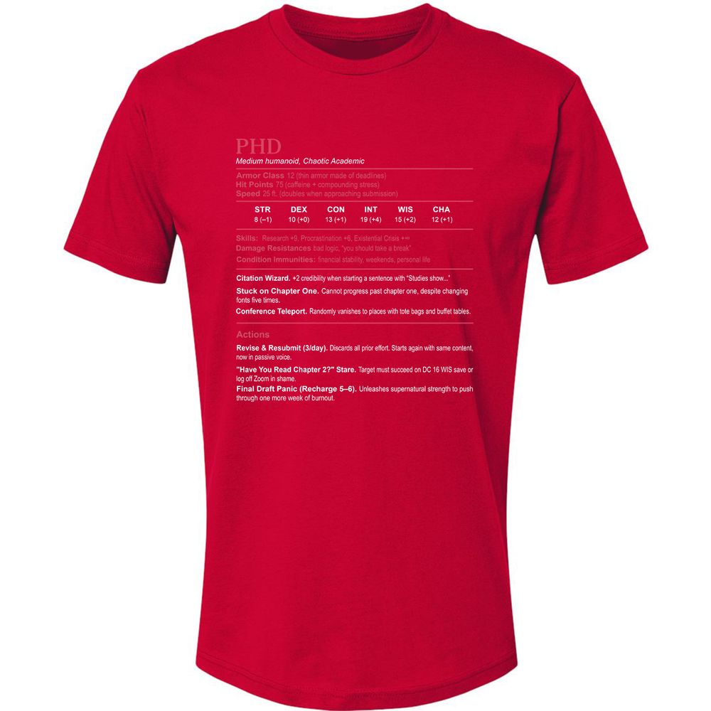 PhD Stats Premium Unisex T-Shirt - Red - 6