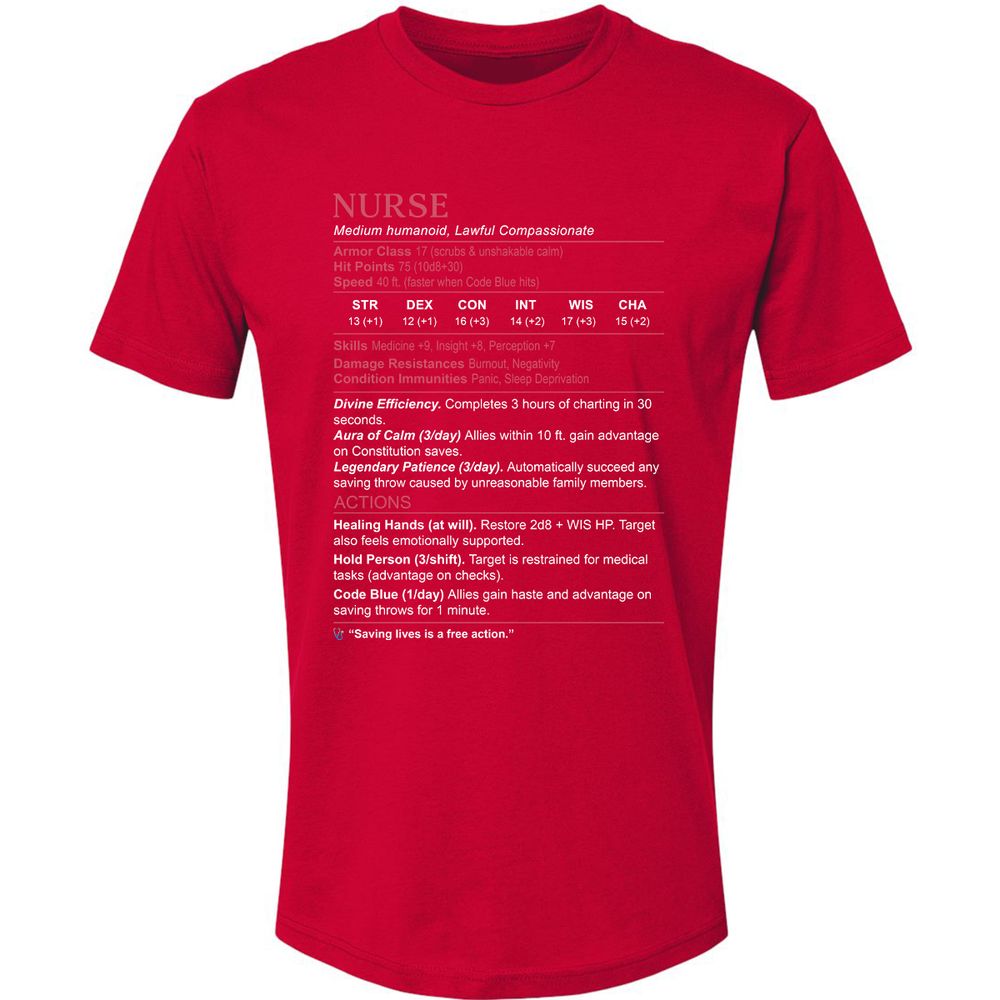 Nurse Stats 3 Premium Unisex T-Shirt - Red - 6
