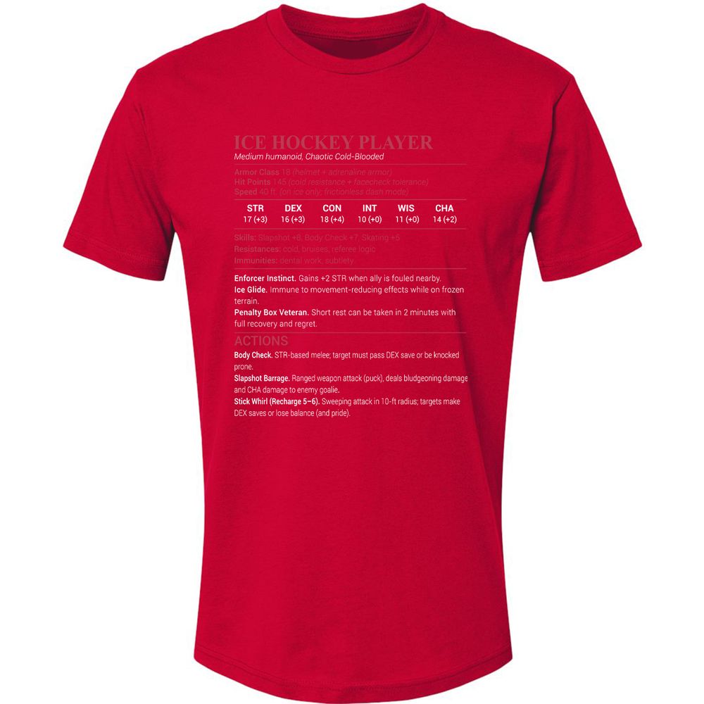 Ice Hockey Player Premium Unisex T-Shirt - Red - 6