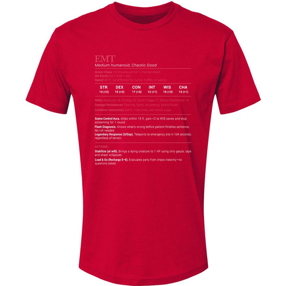 EMT Stats Premium Unisex T-Shirt - Red - 6