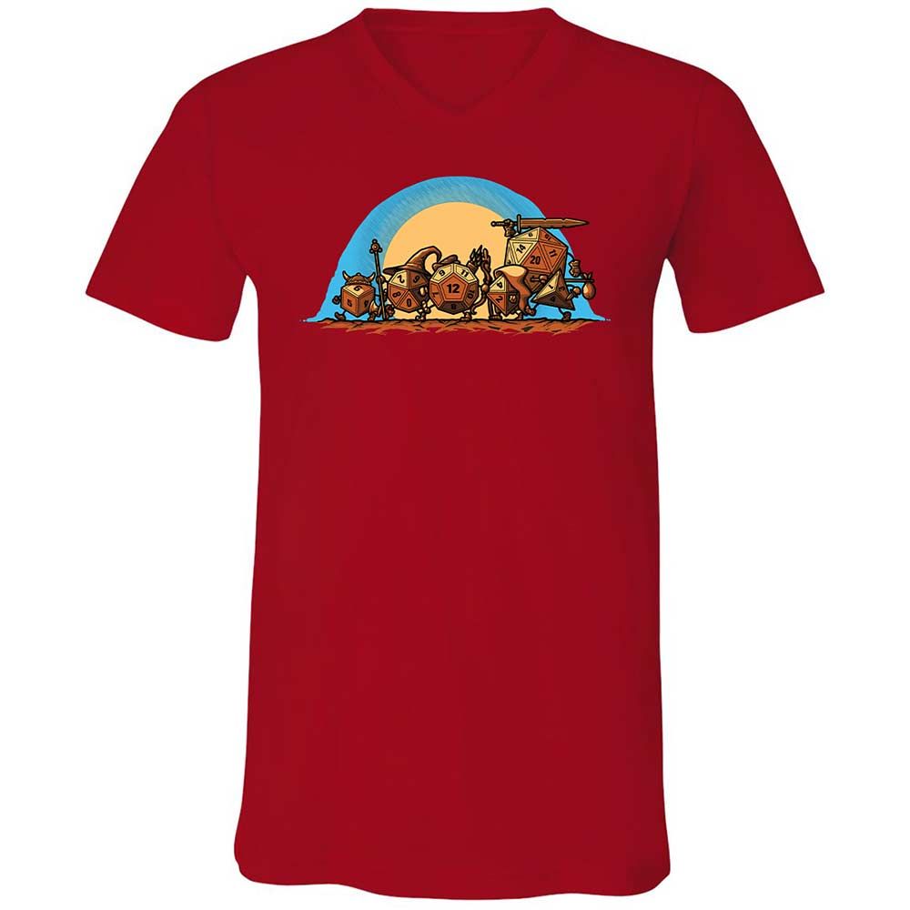 The Fellowship Of The Dice Unisex V-Neck T-Shirt - Red - 6