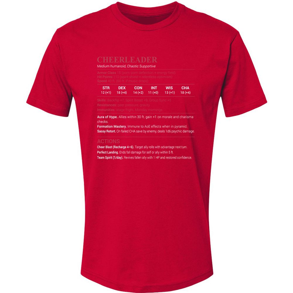 Cheerleader Stats Premium Unisex T-Shirt - Red - 6