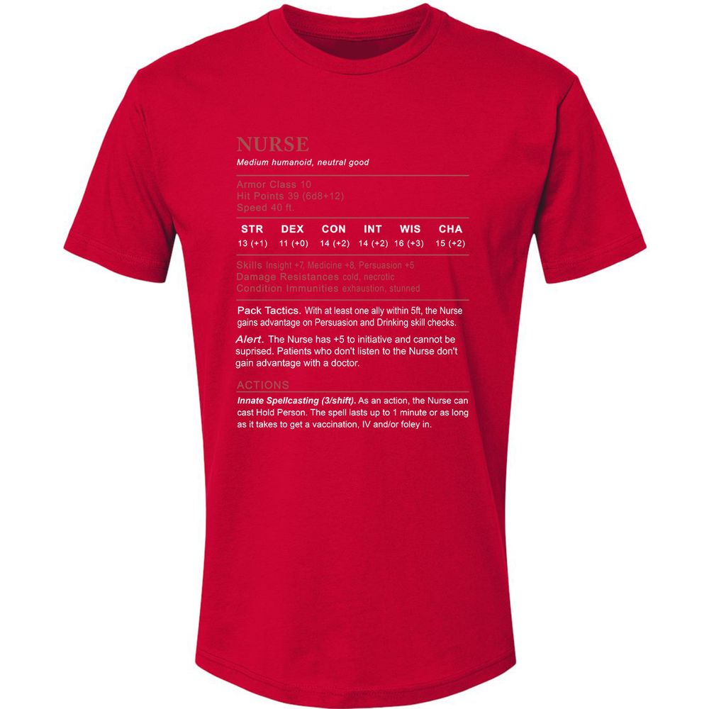 Nurse Stats 2 Premium Unisex T-Shirt - Red - 6