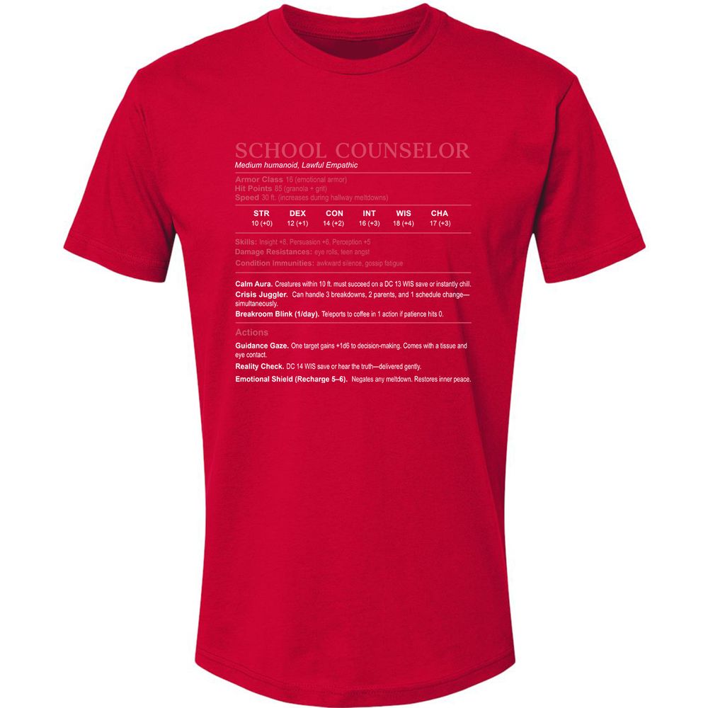 School Counselor Stats Premium Unisex T-Shirt - Red - 6