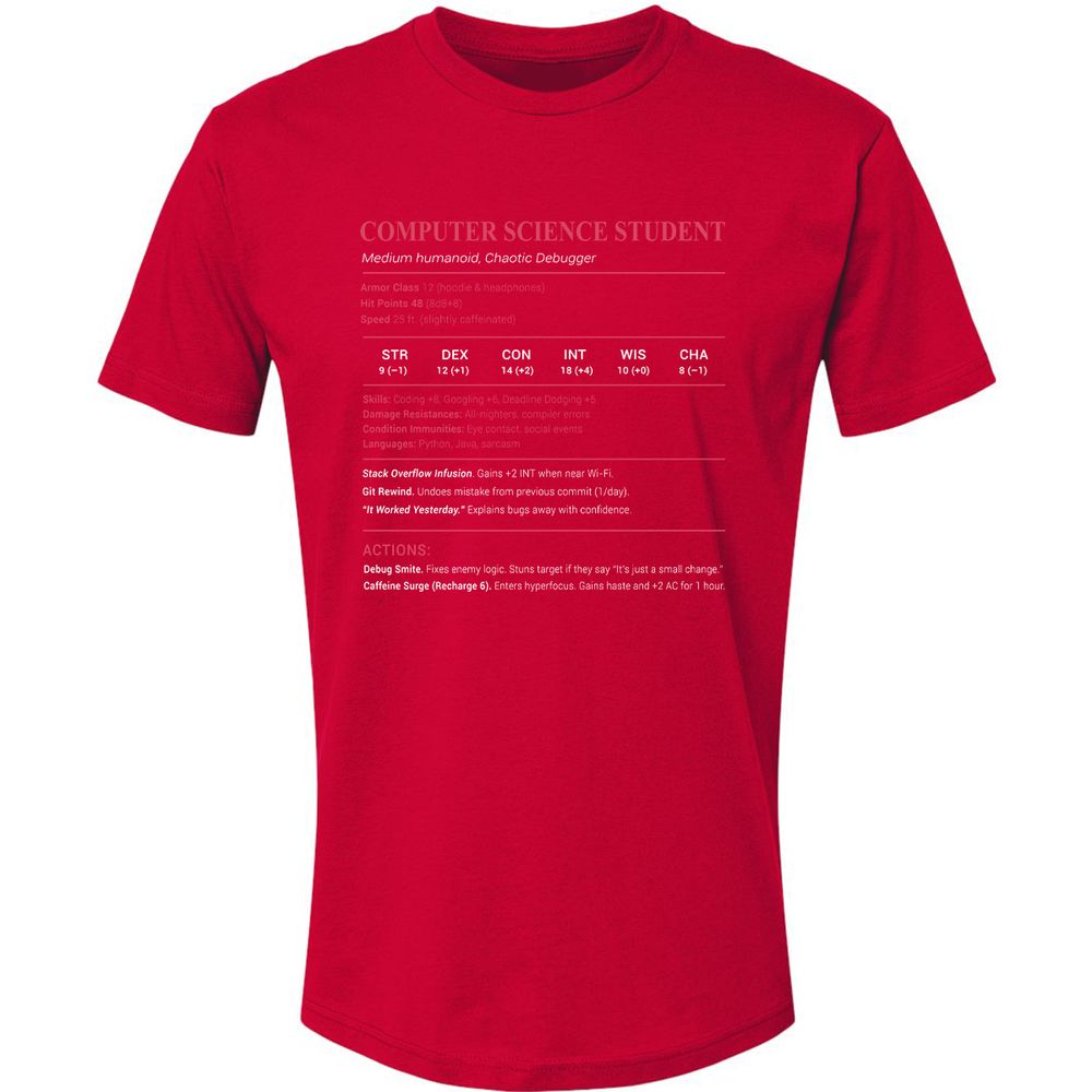 Computer Science Student Premium Unisex T-Shirt - Red - 6