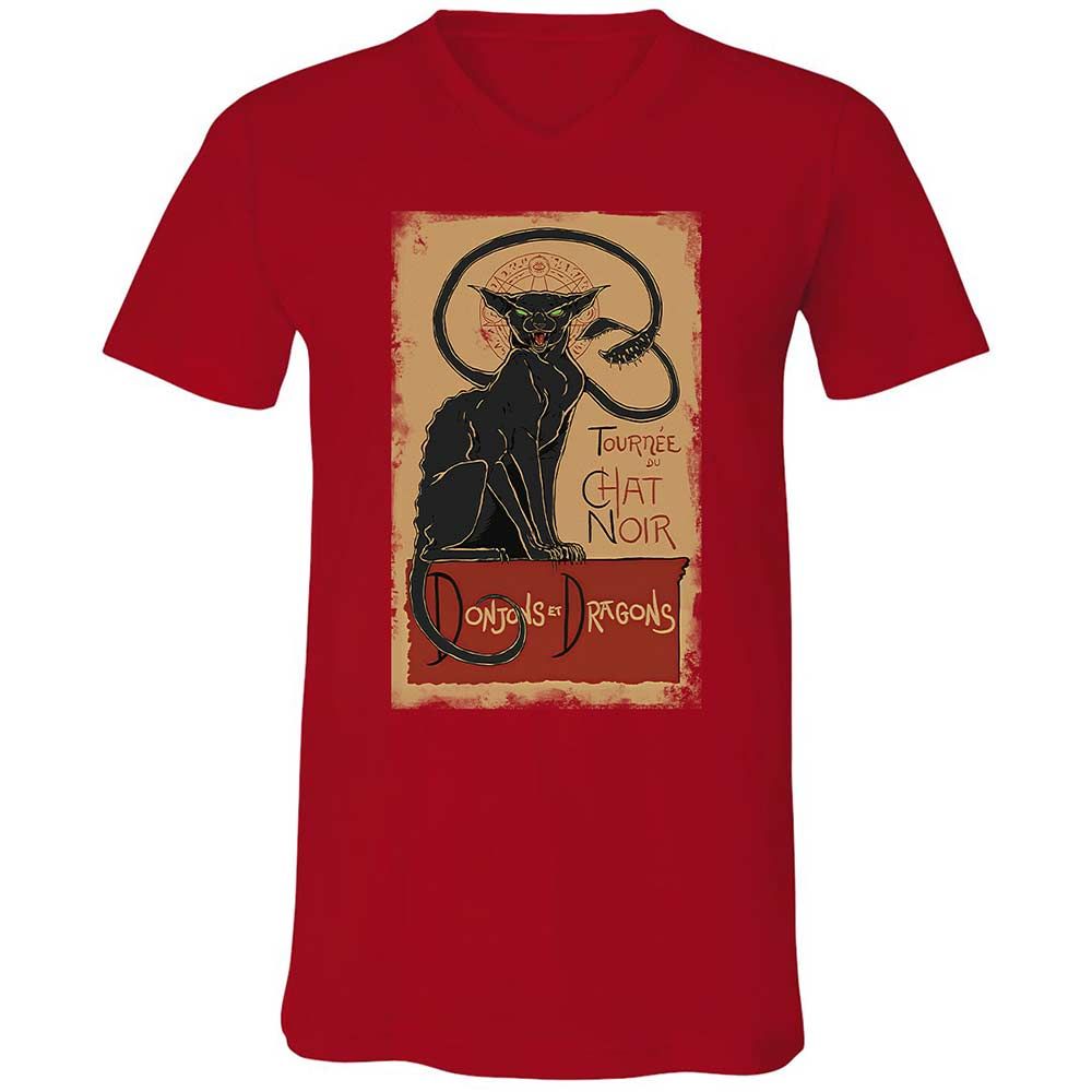 Tournee Du Chat Noir Unisex V-Neck T-Shirt - Red - 6