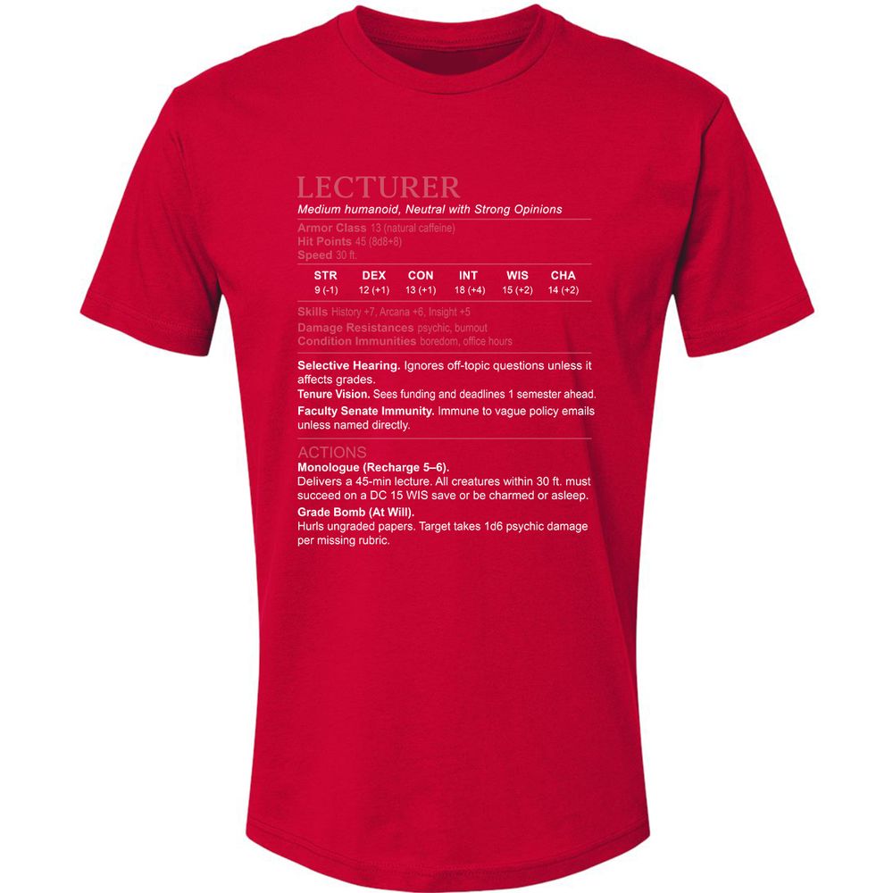 Lecturer Stats Premium Unisex T-Shirt - Red - 6