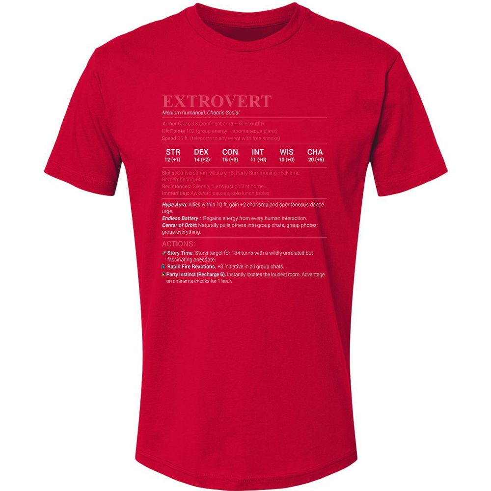 Extrovert Stats Premium Unisex T-Shirt - Red - 6