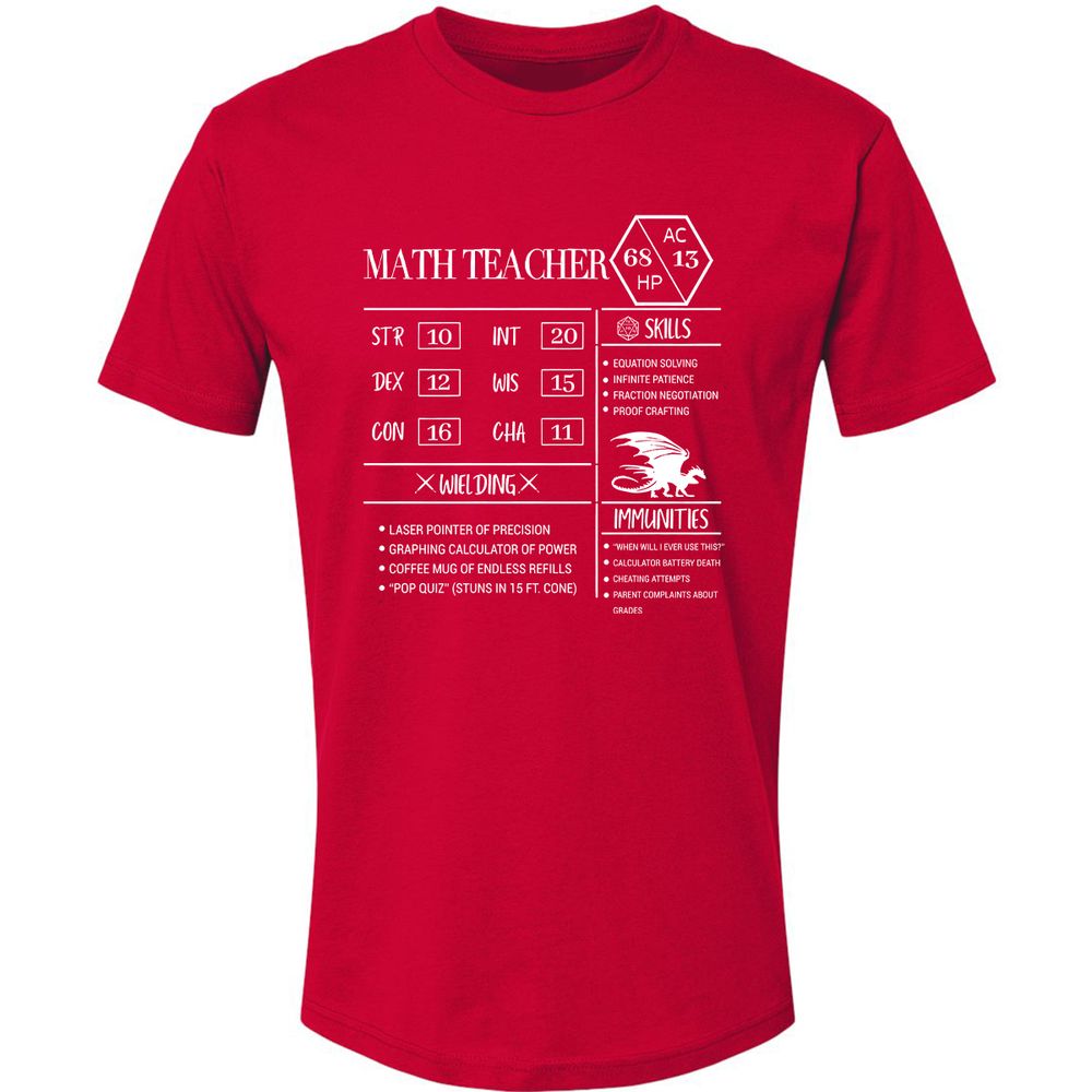 Math Teacher New Premium Unisex T-Shirt - Red - 6