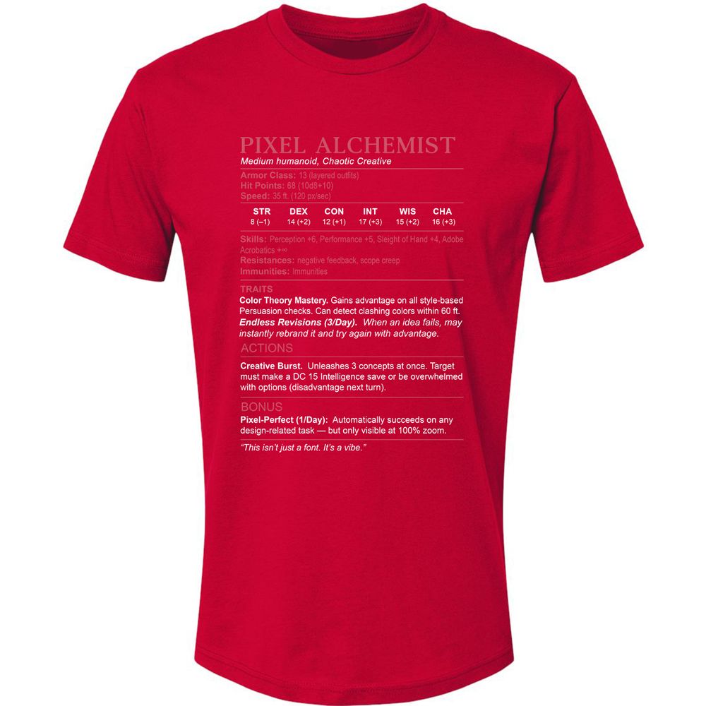 Designer Stats (Pixel Alchemist) Premium Unisex T-Shirt - Red - 6