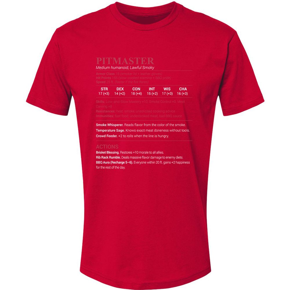 Pitmaster Stats Premium Unisex T-Shirt - Red - 6