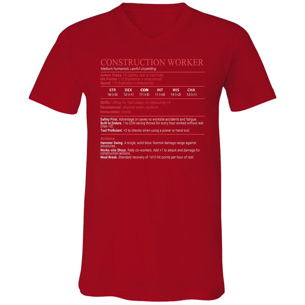 Construction Worker Stats Block - Red - 6