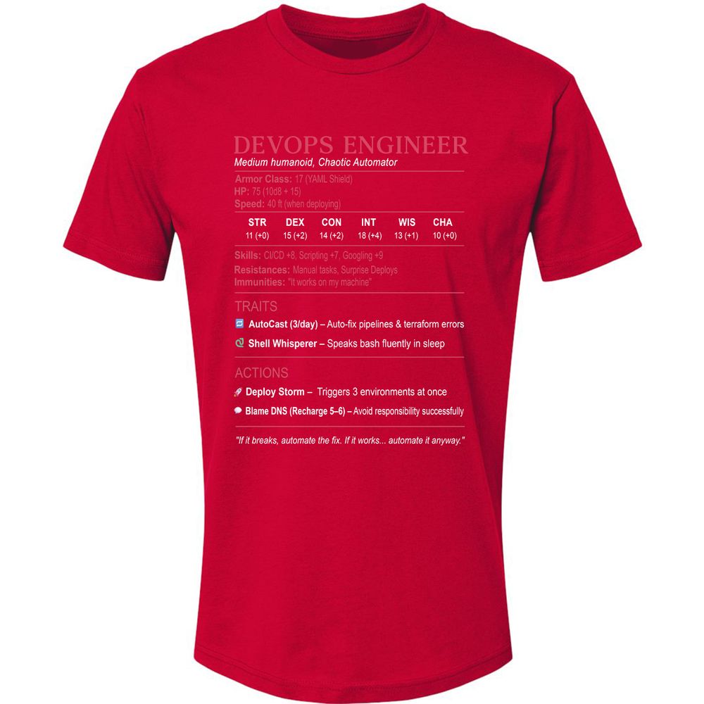 DevOps Engineer Stats Premium Unisex T-Shirt - Red - 6