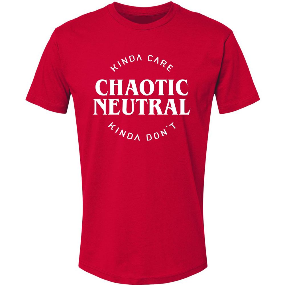 Chaotic Neutral Alignment Kinda Care Kinda Don't Premium Unisex T-Shirt - Red - 6