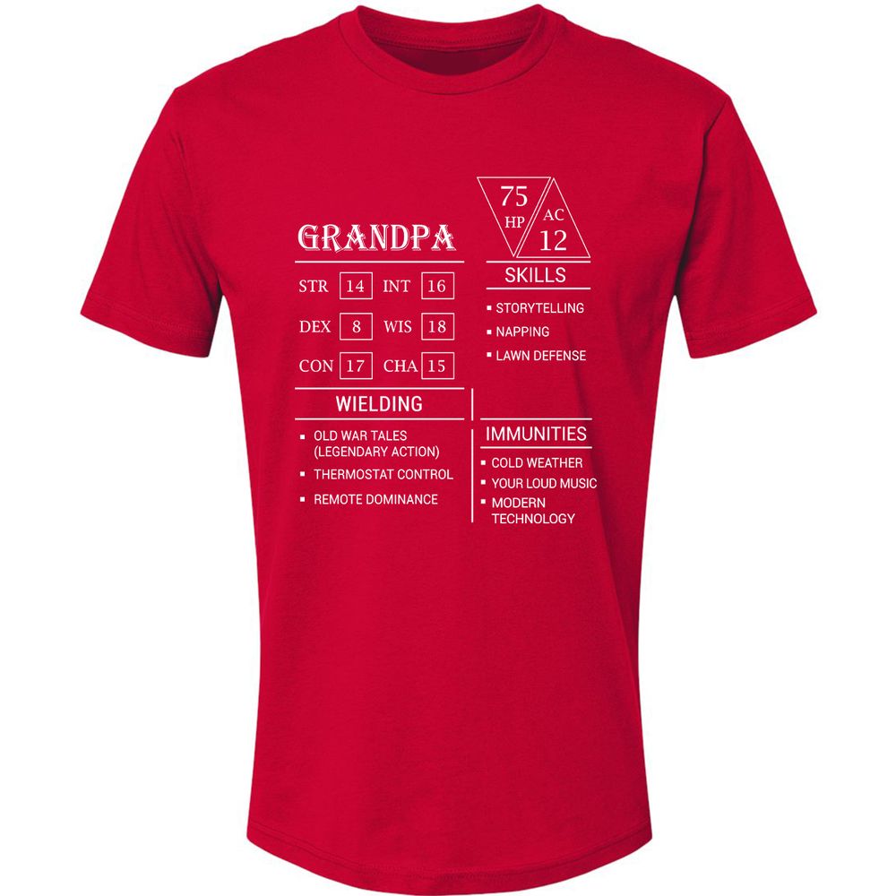 Grandpa Stats Premium Unisex T-Shirt - Red - 6