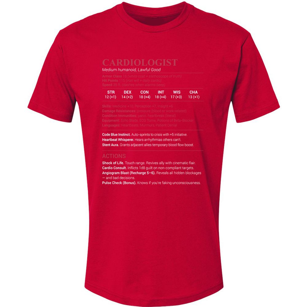 Cardiologist Stats Premium Unisex T-Shirt - Red - 6