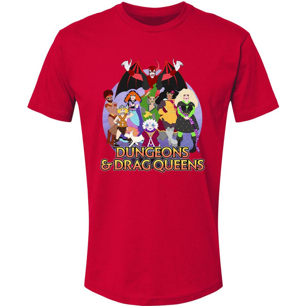 Dungeons n Drag Queens Cartoon Premium Unisex T-Shirt - Red - 6