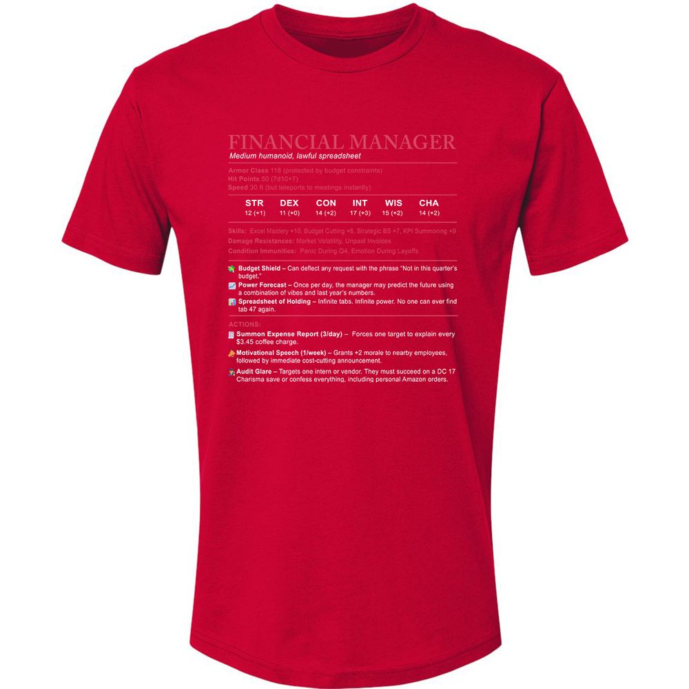 Financial Manager Stats Premium Unisex T-Shirt - Red - 6