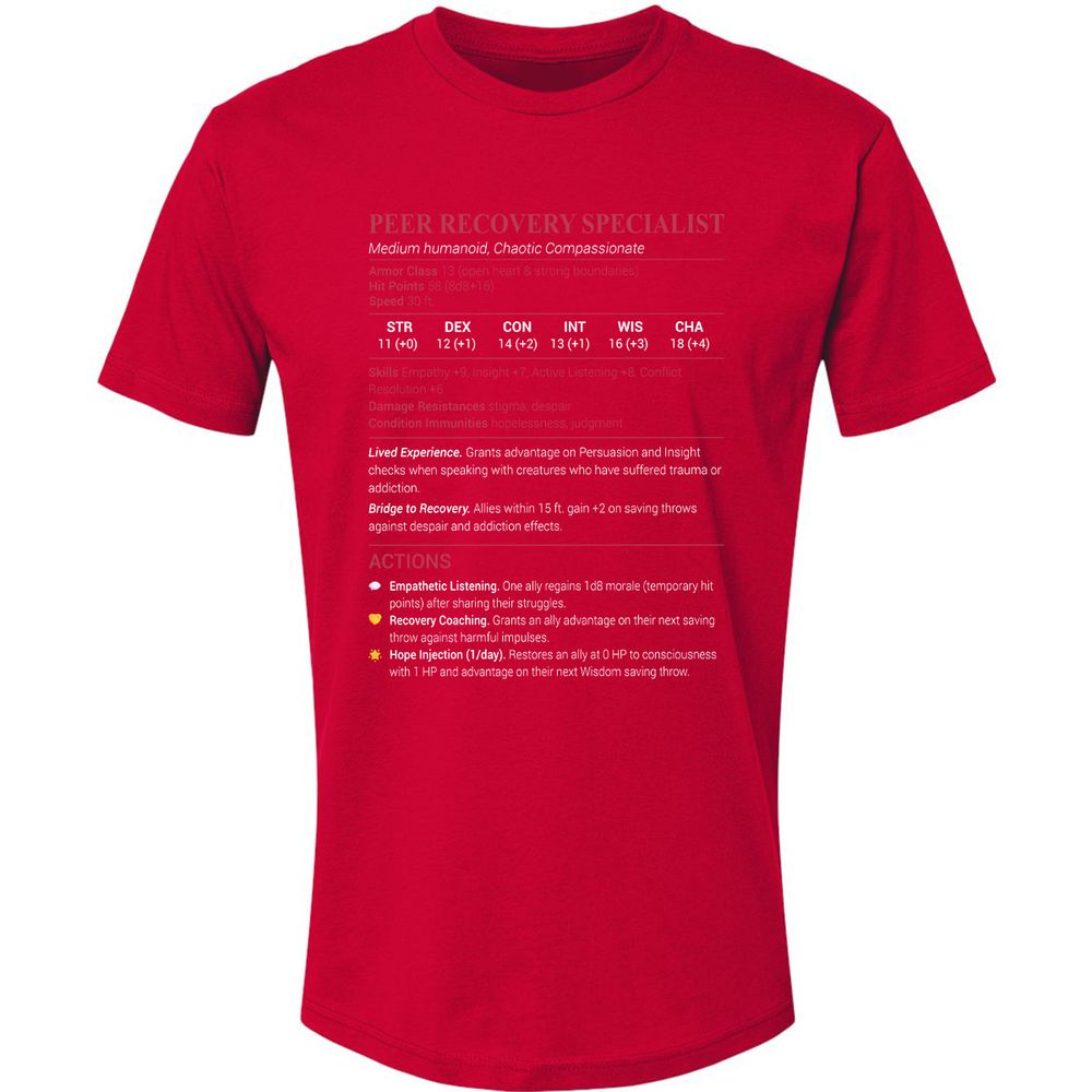 Peer Recovery Specialist Premium Unisex T-Shirt - Red - 6