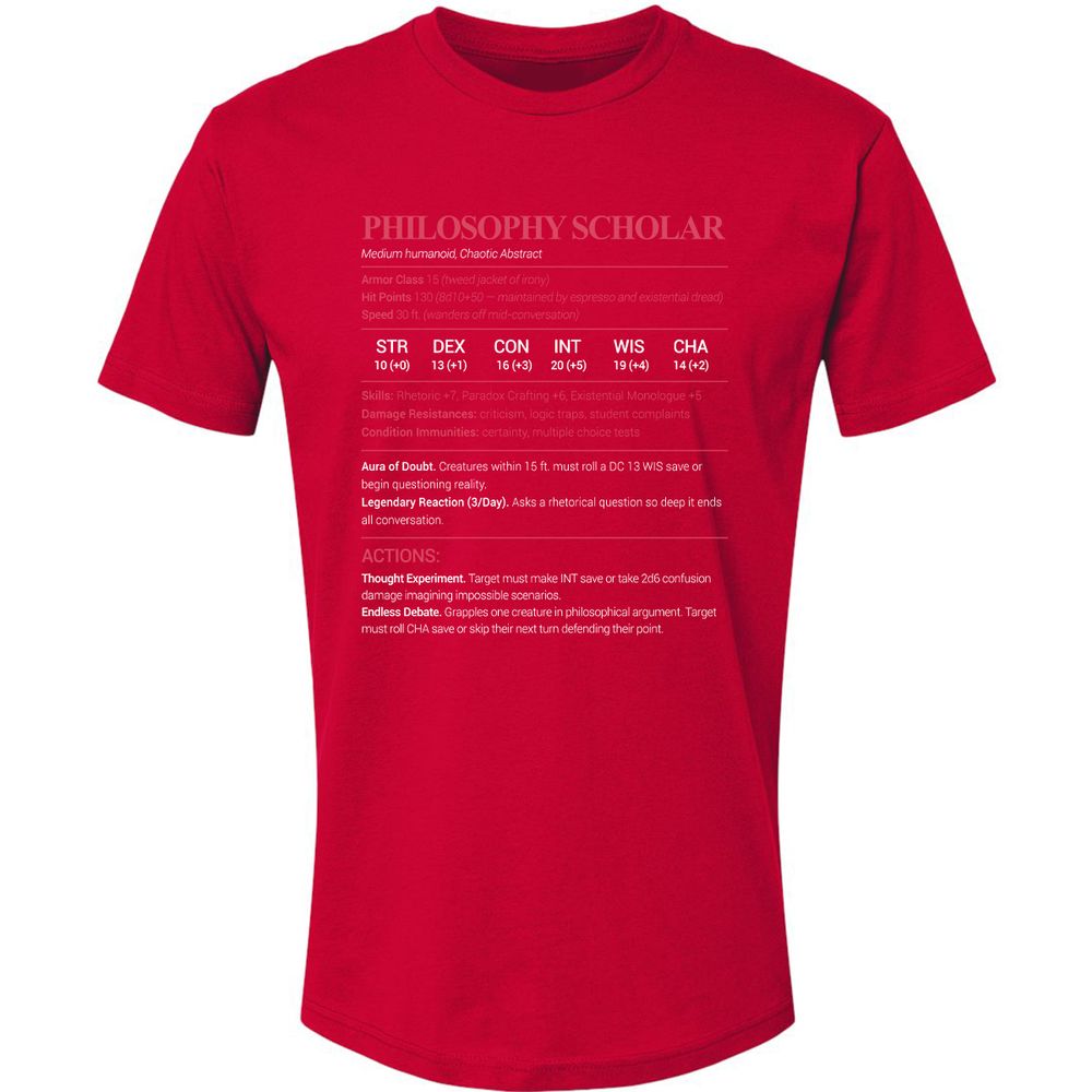 Philosophy Scholar Premium Unisex T-Shirt - Red - 6