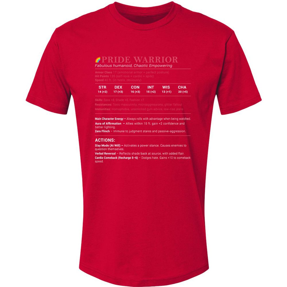 Pride Warrior Stats Premium Unisex T-Shirt - Red - 6