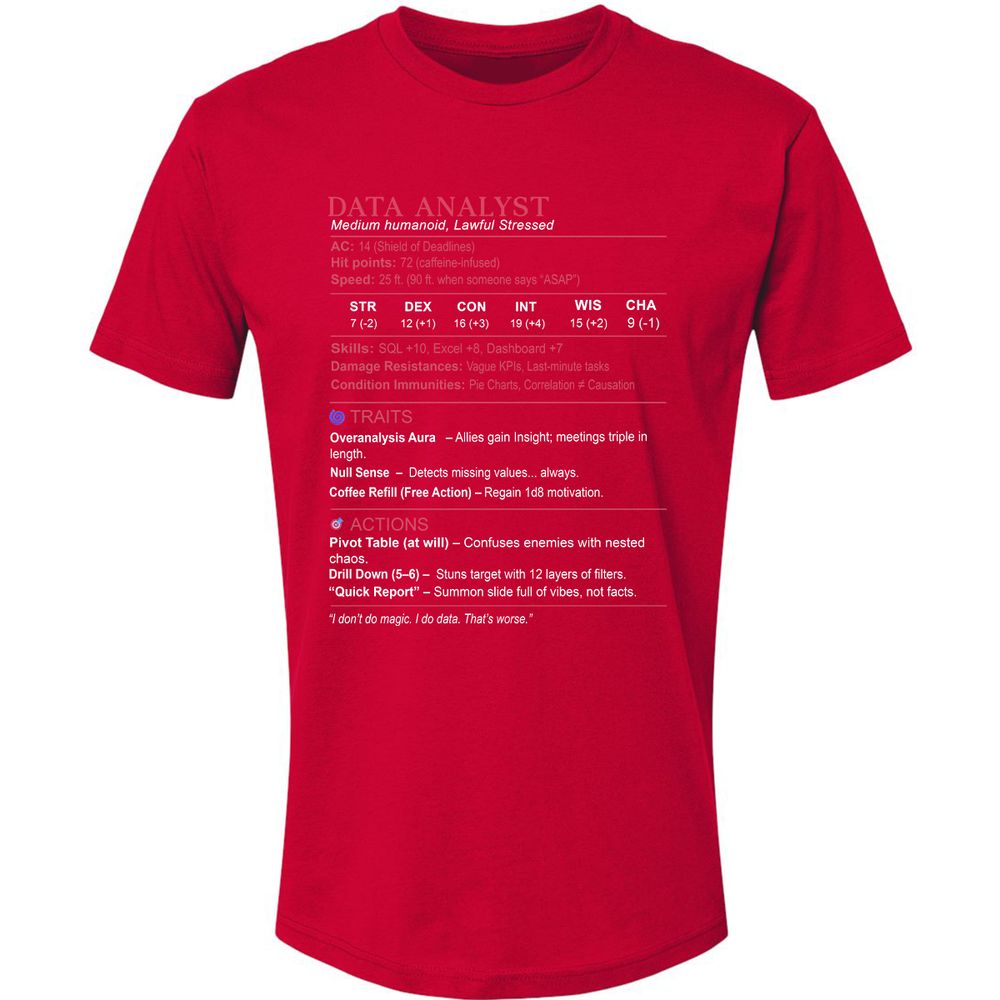 Data Analyst Stats Premium Unisex T-Shirt - Red - 6