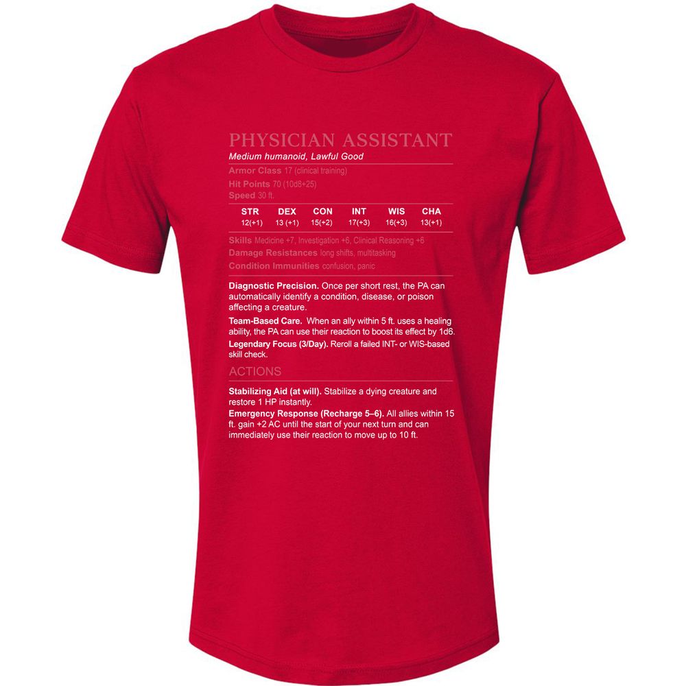 PHYSICIAN ASSISTANT Stats Premium Unisex T-Shirt - Red - 6
