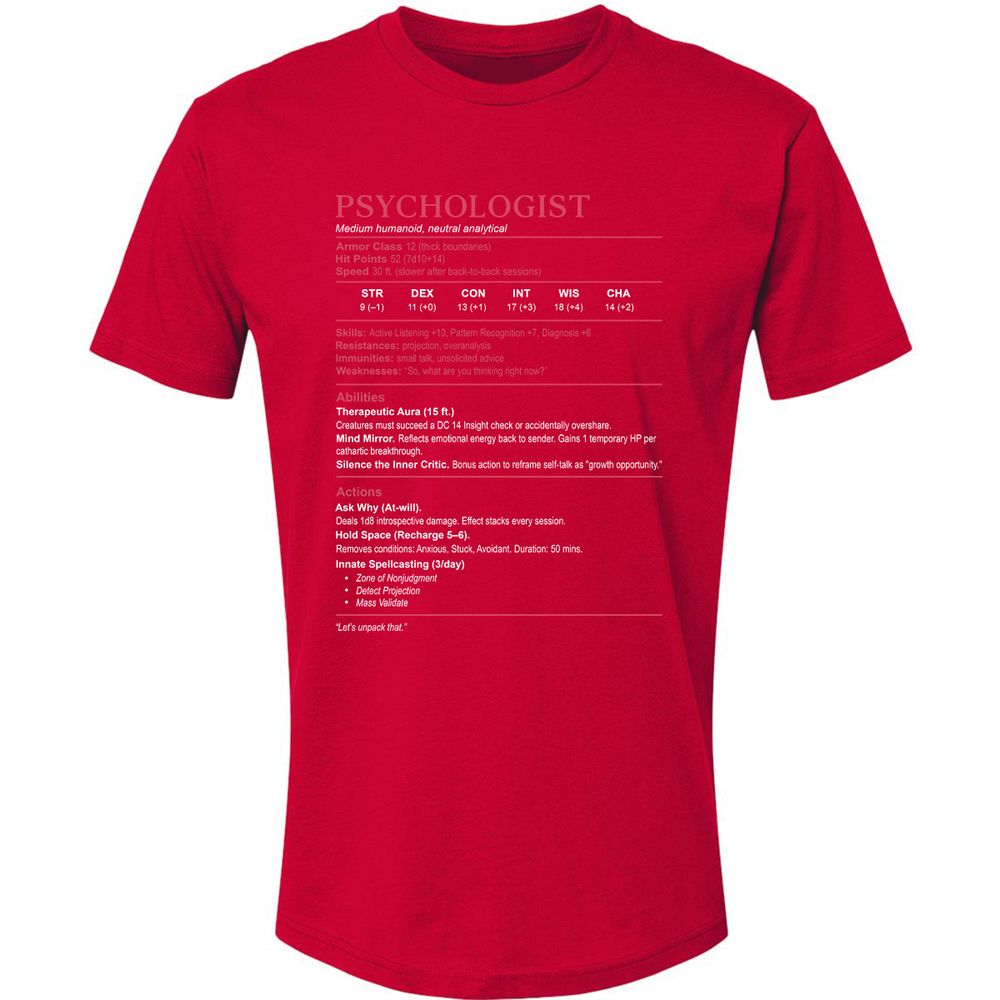 Psychologist Stats Premium Unisex T-Shirt - Red - 6