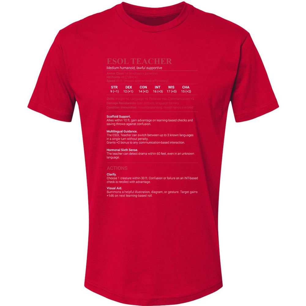 ESOL Teacher Premium Unisex T-Shirt - Red - 6