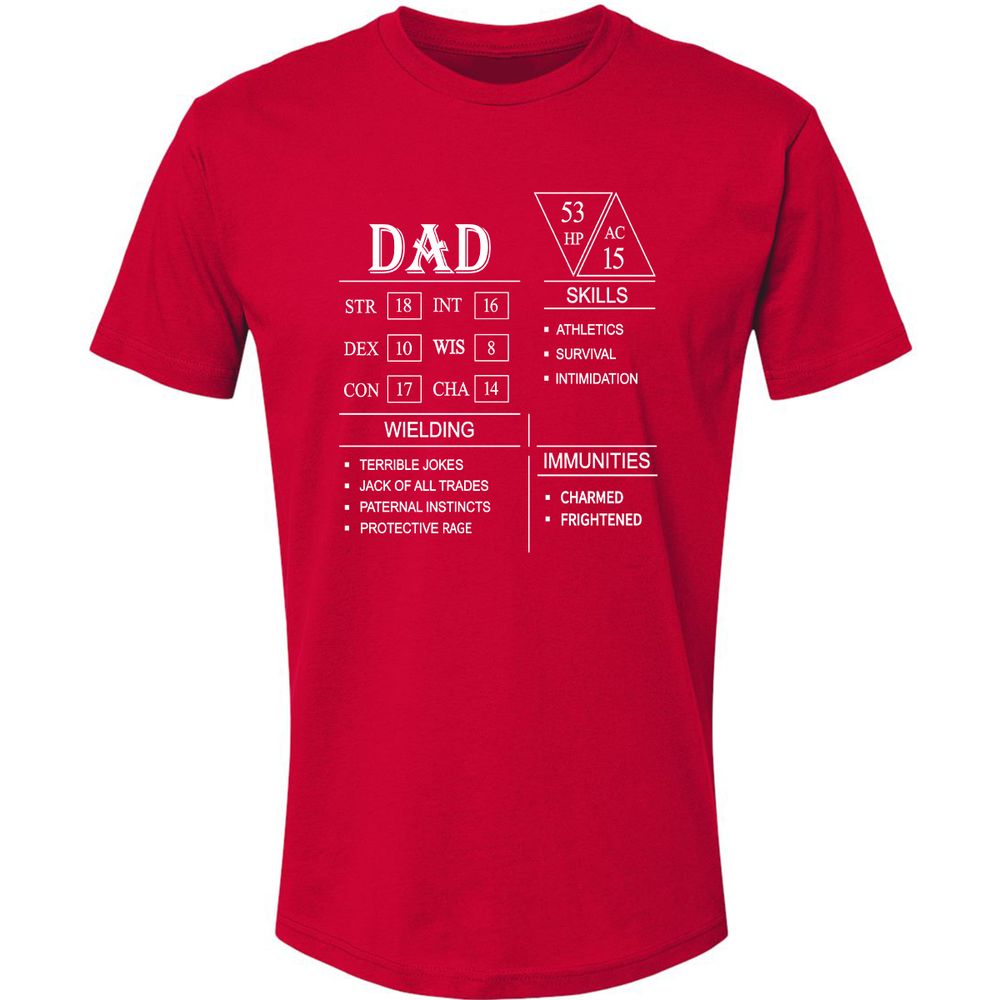 Dad Stat Block Premium Unisex T-Shirt - Red - 6