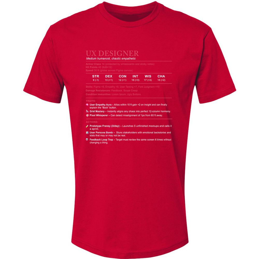 UX Designer Stats Premium Unisex T-Shirt - Red - 6