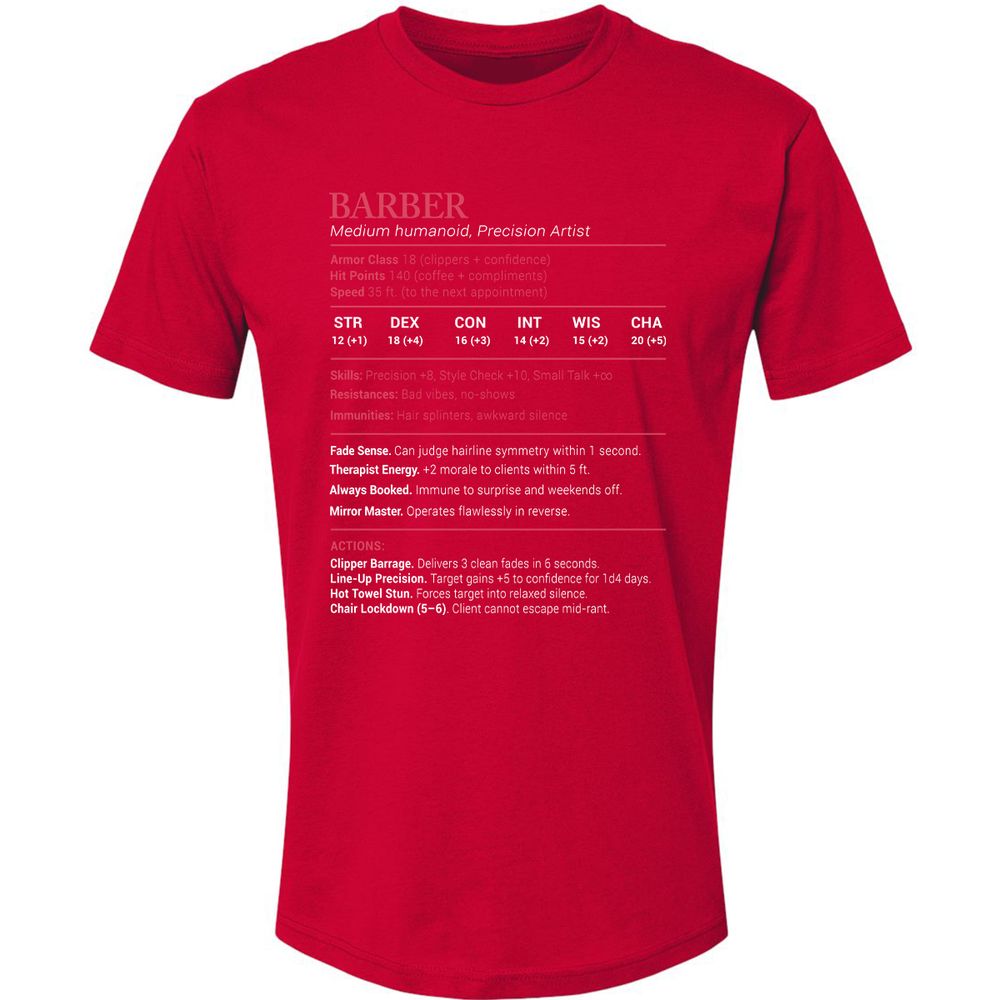 Barber Stats Premium Unisex T-Shirt - Red - 6